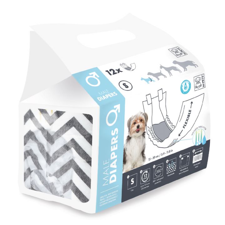 10116199 M-PETS DIAPERS ERKEK KÖPEKLER İÇİN KÜLOT (S) 12Lİ brsp-1