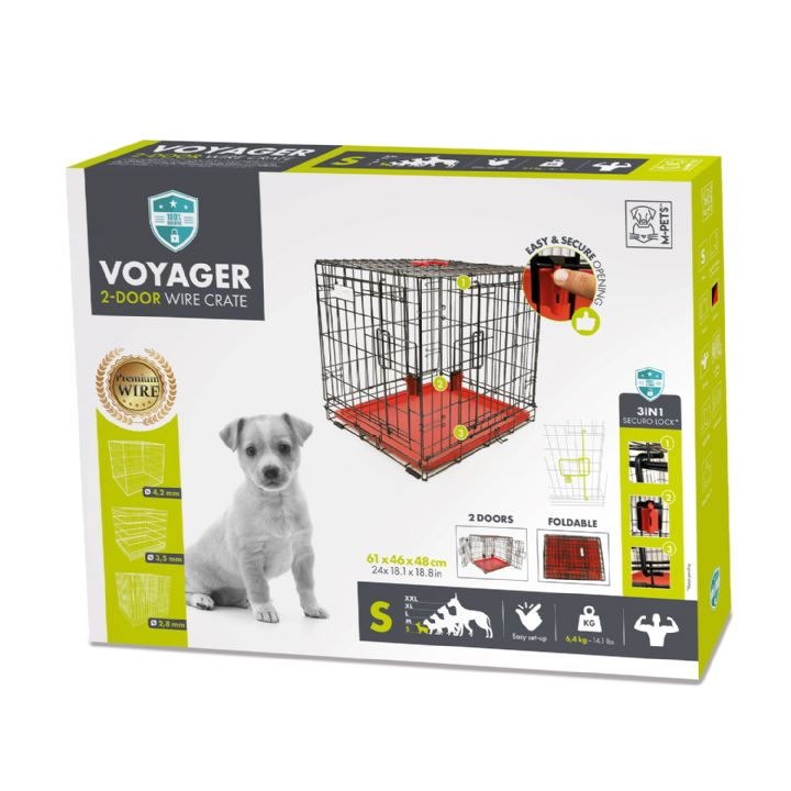 10449905 M-PETS VOYAGER KÖPEK KAFESİ 2 KAPILI (S) KIRMIZI 61X46X48CM brap-1