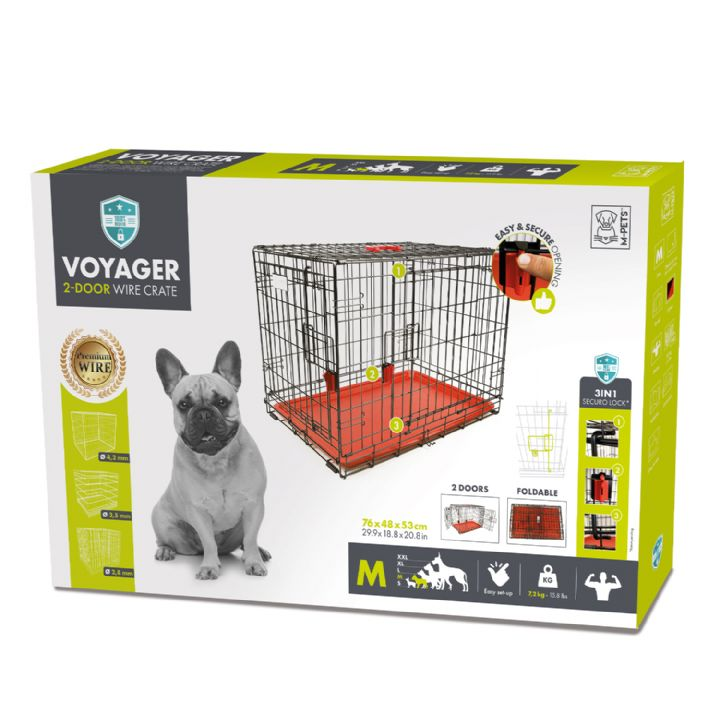 brsp 10450005 M-PETS VOYAGER KÖPEK KAFESİ 2 KAPILI (M) KIRMIZI 76X48X53CM -1