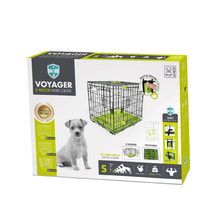 brsp 10451103 M-PETS VOYAGER KÖPEK KAFESİ 2 KAPILI (S) YEŞİL 61X46X48CM -1