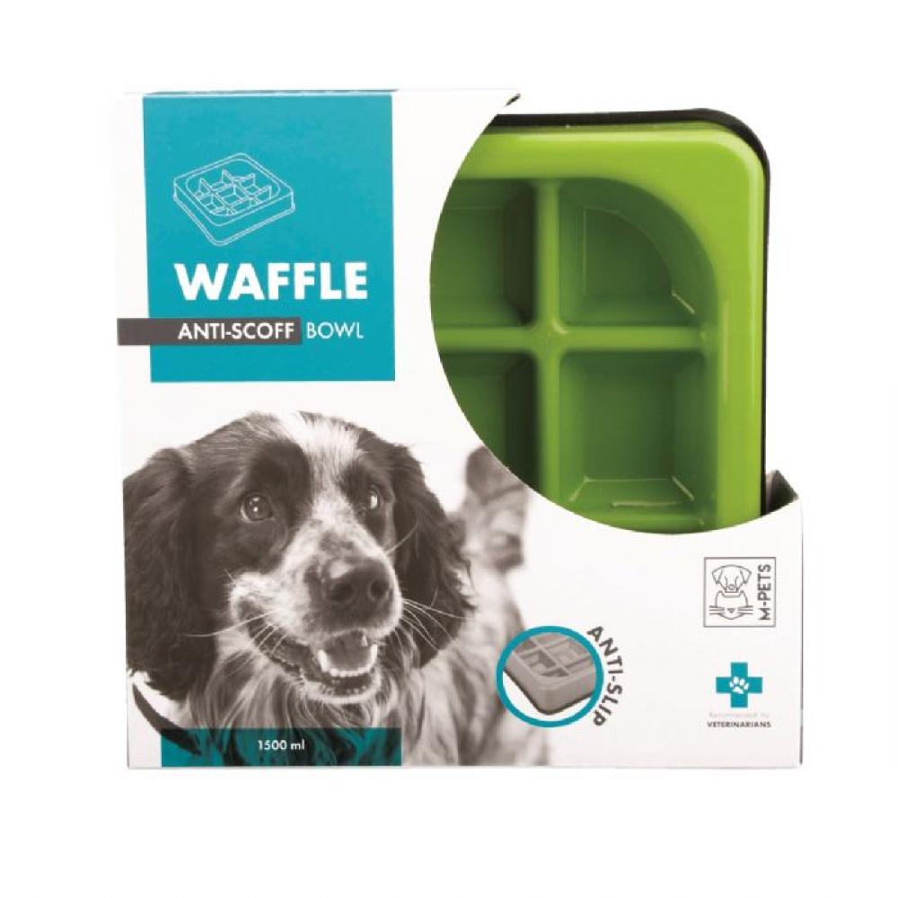 10504108 M-PETS WAFFLE YAVAŞ YEME MAMA KABI 1500ML GREEN brsp-1