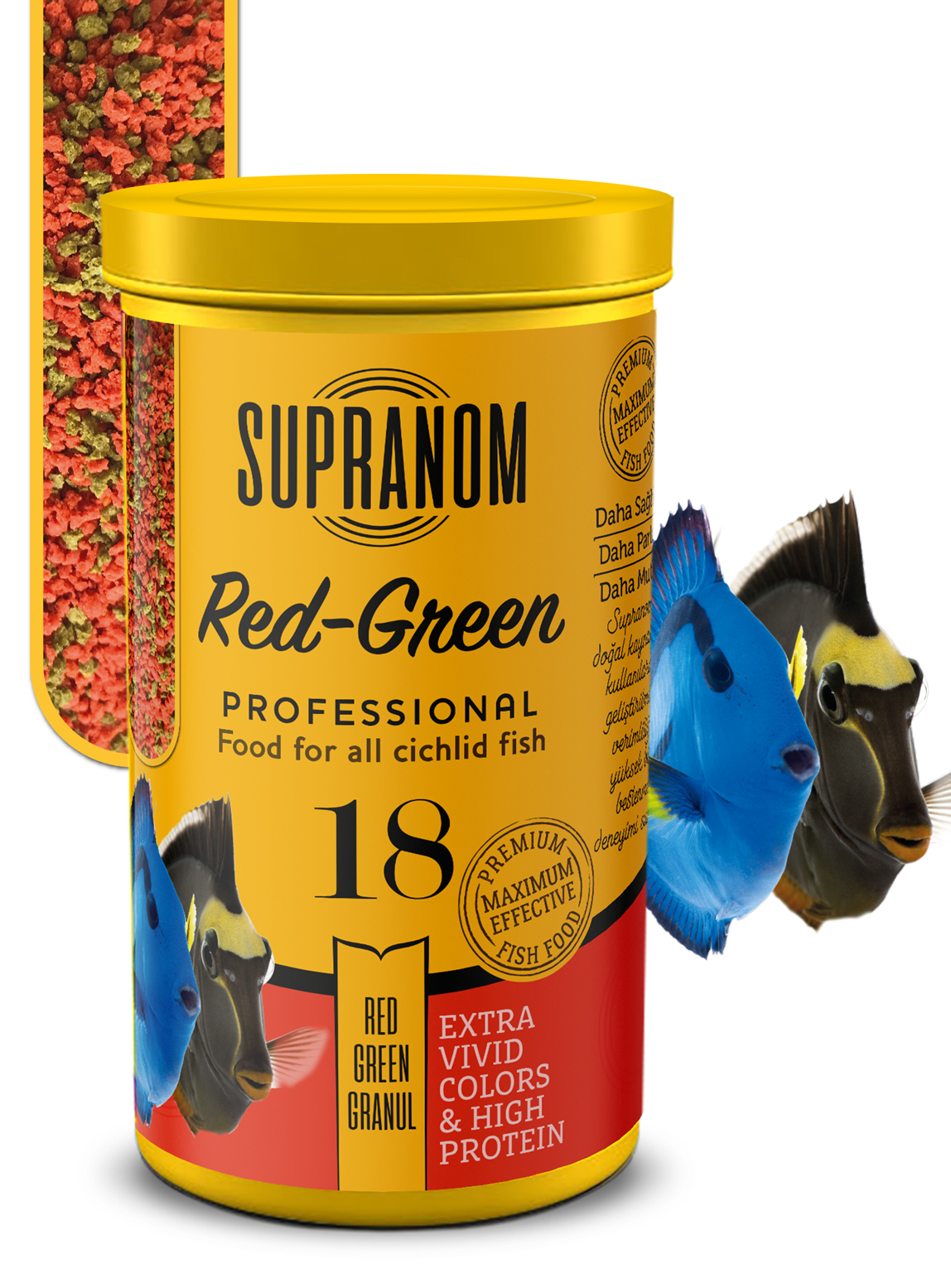 Supranom Cichlid balık yemi red-green granul 250ml (18)-1