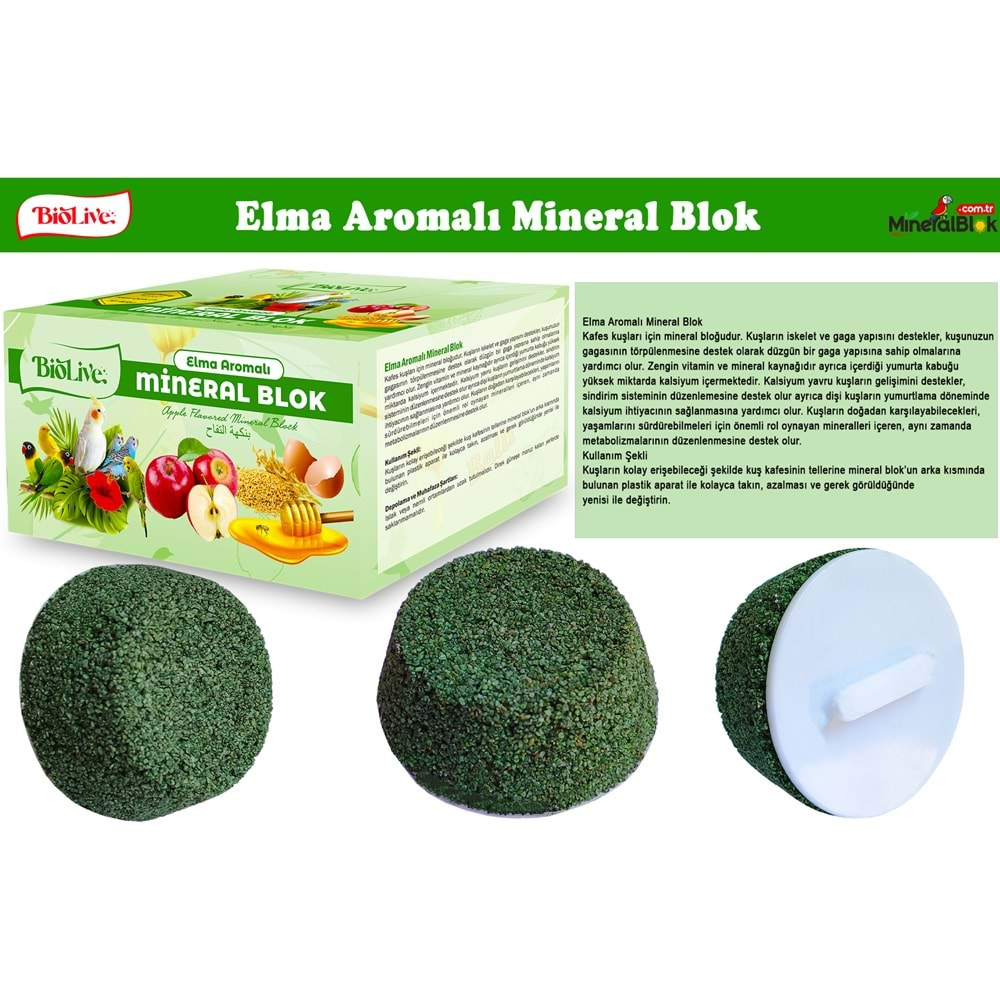 BİOLİVE Elma Aromalı Mineral Blok 18 li 0011 mtc-1