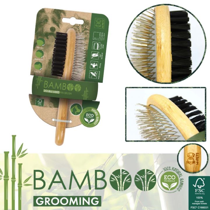 brsp 10118999 M-PETS BAMBOO ÇİFT TARAFLI FIRÇA-1