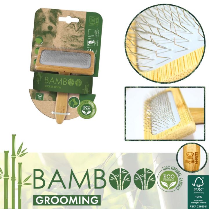 brsp 10119299 M-PETS BAMBOO İNCE TELLİ FIRÇA (M)-1