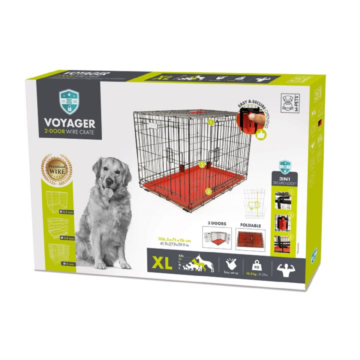 brsp 10450205 M-PETS VOYAGER KÖPEK KAFESİ 2 KAPILI (XL) KIRMIZI 106X71X76CM-1