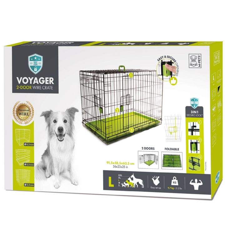 BRSP-10451303 M-PETS VOYAGER KÖPEK KAFESİ 2 KAPILI (L) YEŞİL 91X58X63CM-1