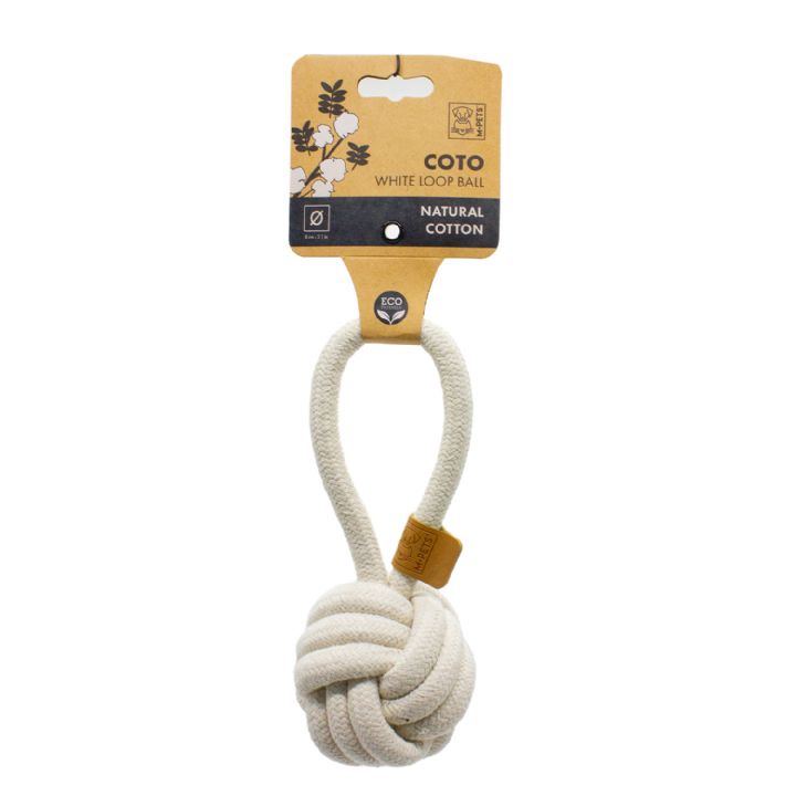 brsp-10646801 M-PETS COTO WHITE LOOP BALL 8CM ÇEKMELİ ÖRGÜ TOP OYUNCAK-1