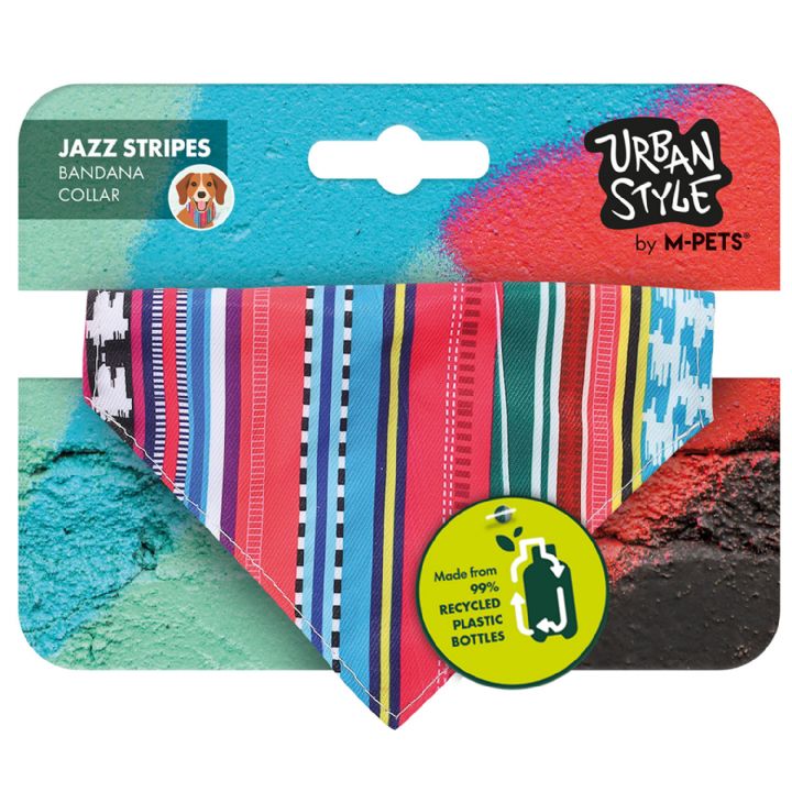 brsp 10839999 M-PETS URBAN STYLE JAZZ STRIPES BANDANA COLLAR (XS)-1