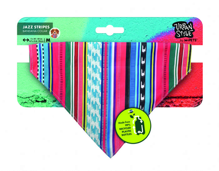 BRSP-10840199 M-PETS URBAN STYLE JAZZ STRIPES BANDANA COLLAR (M)-1