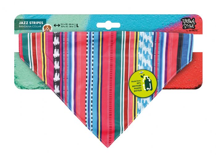 BRSP-10840299 M-PETS URBAN STYLE JAZZ STRIPES BANDANA COLLAR (L)-1