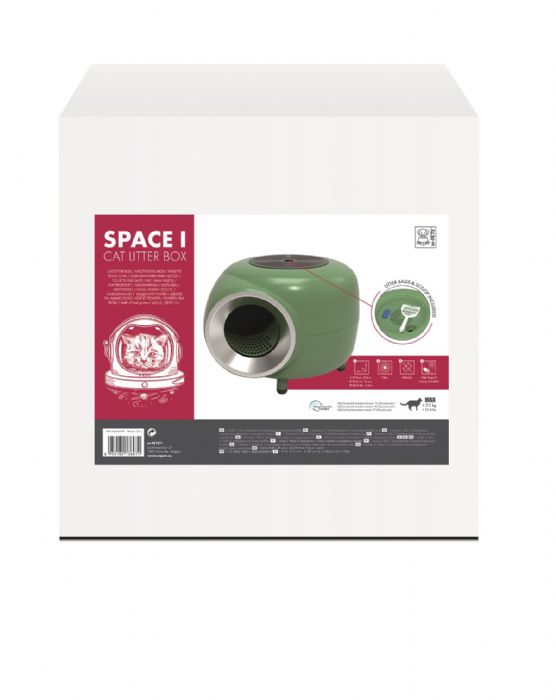 brsp 20400799 M-PETS SPACE 1 KAPALI KEDİ TUVALETİ GREEN 57X55X44CM -1