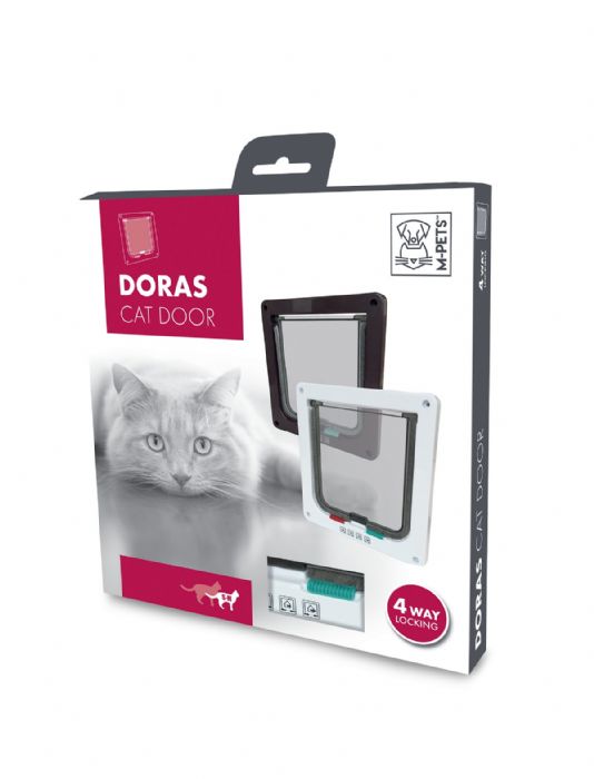 BRSP-20800001 M-PETS DORAS KEDİ KAPISI 4 YOLLU WHİTE 197MMX190MM-1