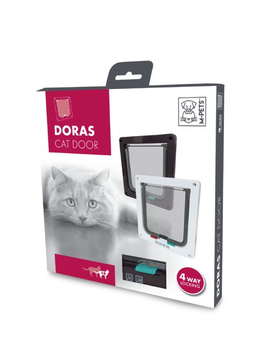 BRSP-20800014 M-PETS DORAS KEDİ KAPISI 4 YOLLU BROWN 197MMX190MM-1