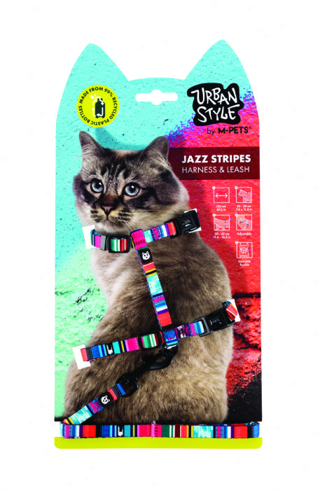 brsp-20801499 M-PETS URBAN STYLE JAZZ STRIPES KEDİ GÖĞÜS TASMASI SET-1