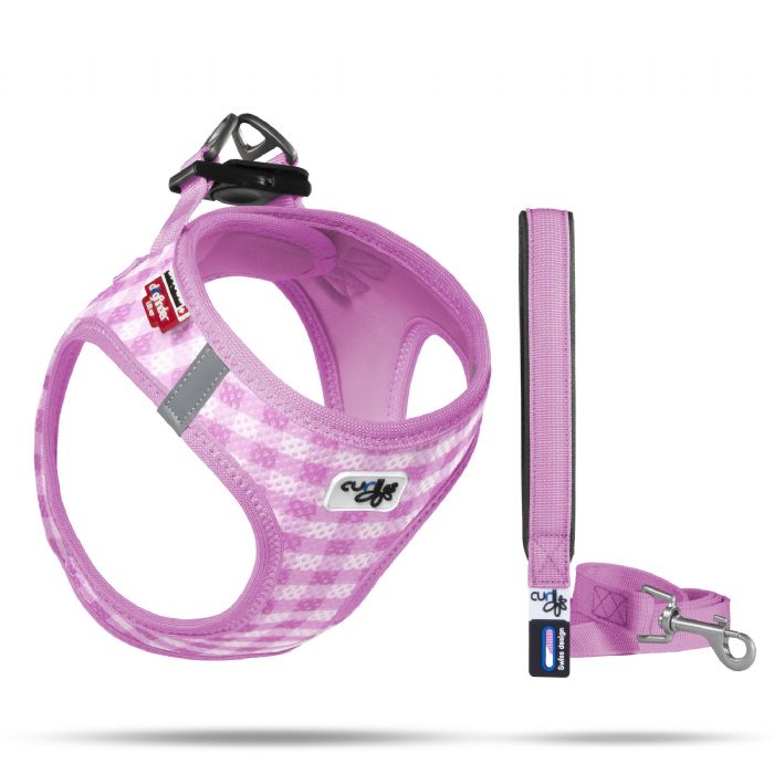 brsp SU2300-CURLI VEST HARNESS AIR-MESH PINK-CARO 3XS & LEASH M-1