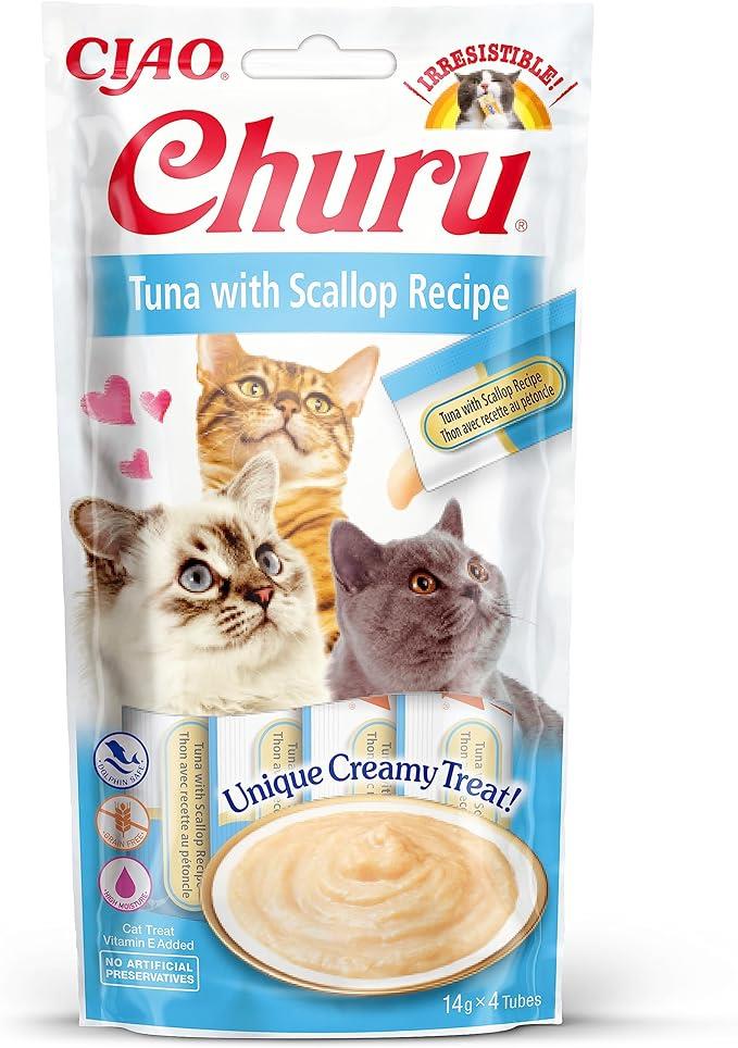 CZP-EU104 Ciao Churu Cream Ton Balıklı ve Deniz Taraklı Kedi Ödül Kreması 4 x 14 Gr-1