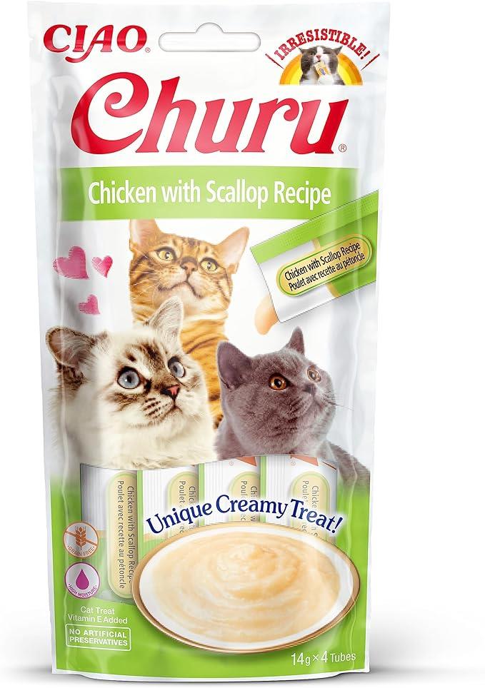 CZP-EU105 Ciao Churu Cream Tavuklu ve Deniz Taraklı Kedi Ödül Kreması 4 x 14 Gr-1