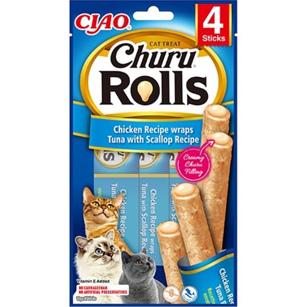 CZP-EU732 CİAO CHURU ROLLS STİCKS DENİZ TARAKLI, TAVUK SARGILI VE TON BALIKLI KEDİ ÖDÜL MAMASI 4 X 10 GR-1