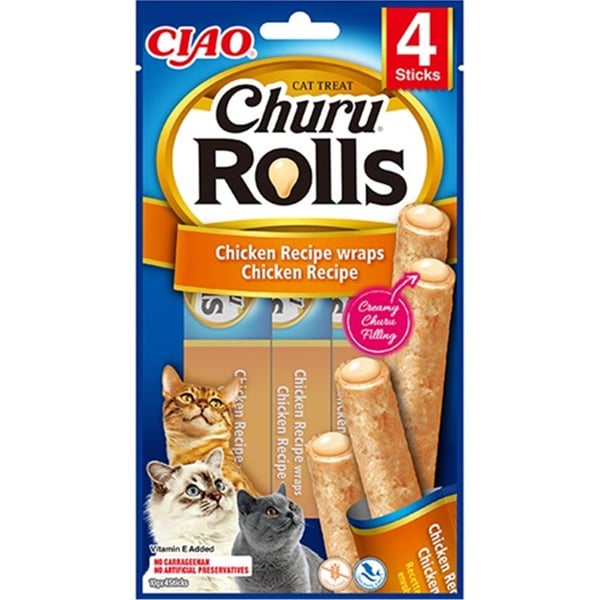 CZP-EU733 CİAO CHURU ROLLS STİCKS TAVUK SARGILI KEDİ ÖDÜL MAMASI 4 X 10 GR-1