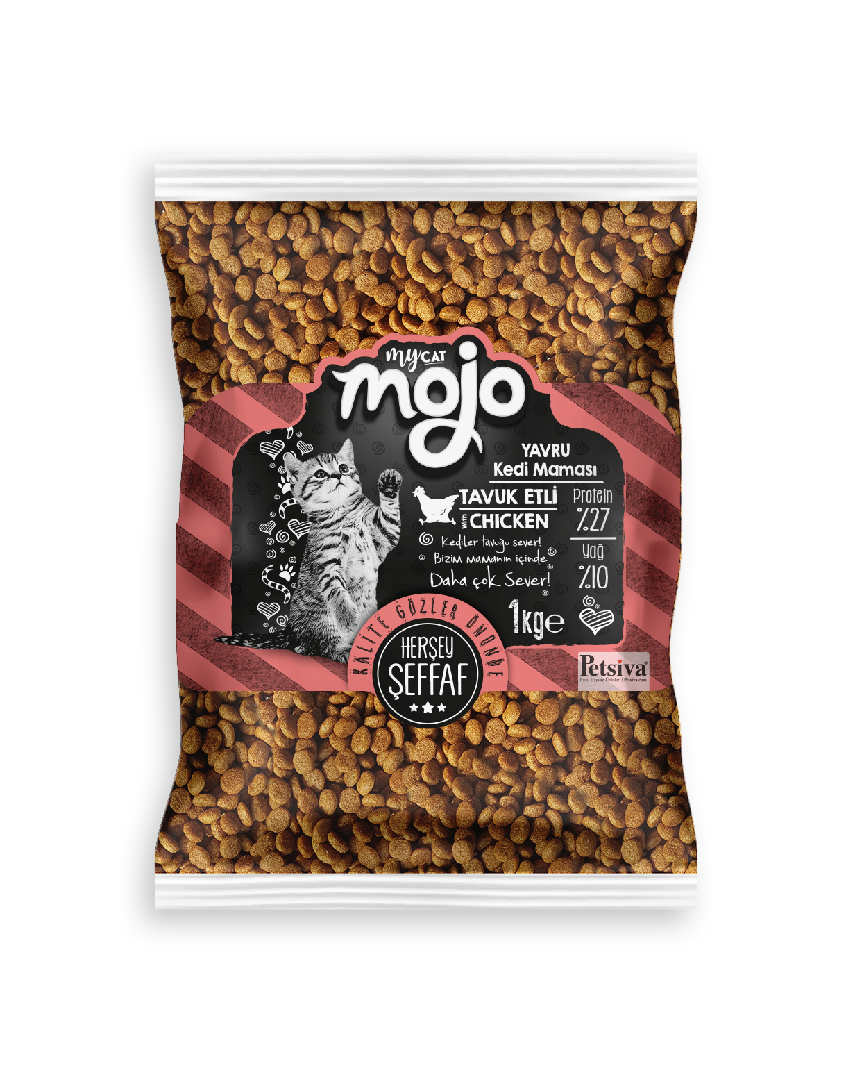 mojo black tavuk etli yavru kedi maması 1kg -1