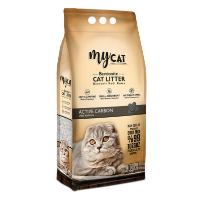 MYCAT (10 LT) BENTONIT KEDI KUMU AKTIF KARBON ( INCE TANE )-1