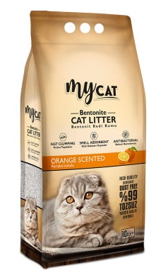 MYCAT (10 LT) BENTONİT KEDİ KUMU PORTAKAL KOKULU (İNCE TANE)-1