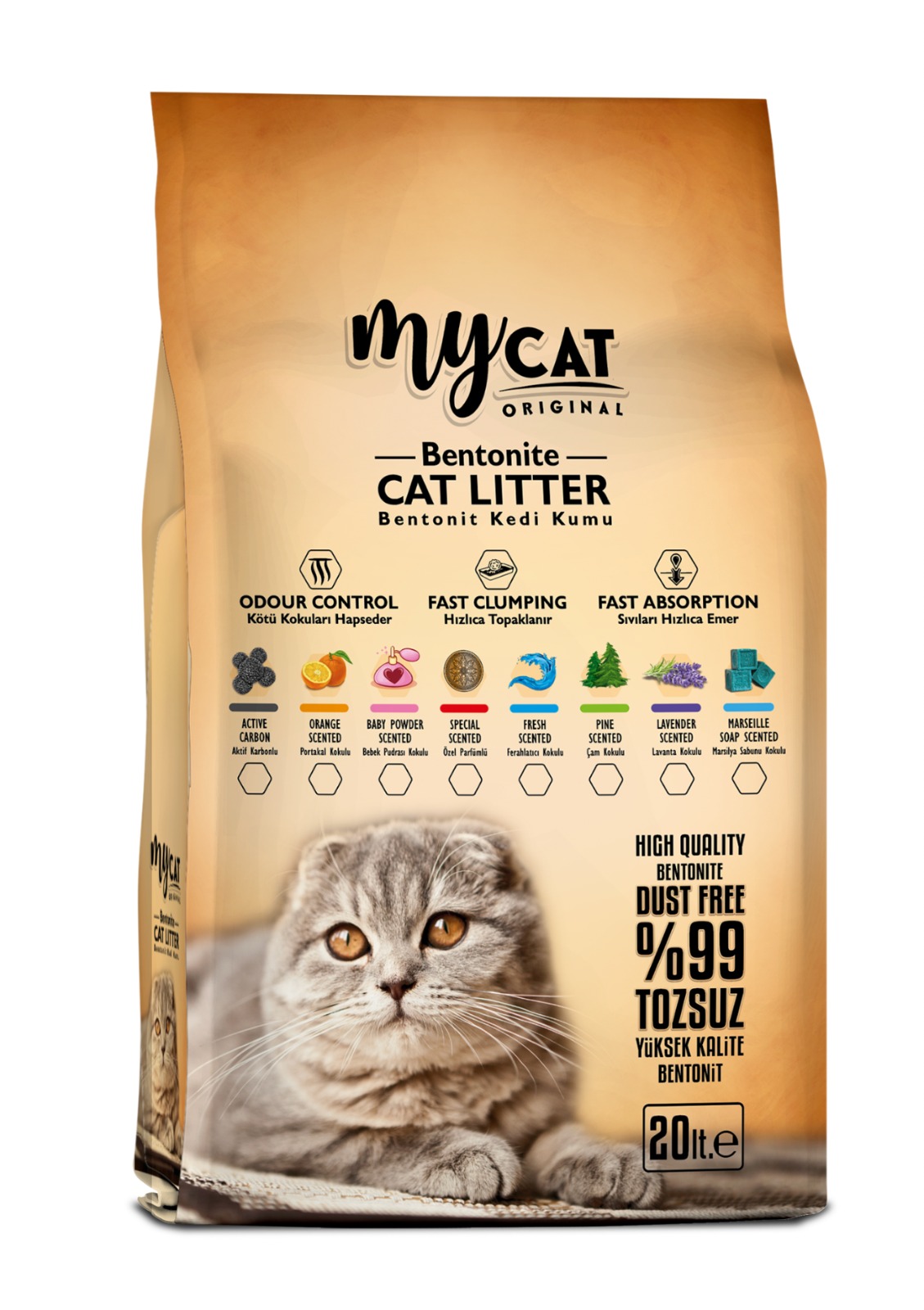 MYCAT (20 LT) BENTONİT KEDİ KUMU (İNCE TANE)-1