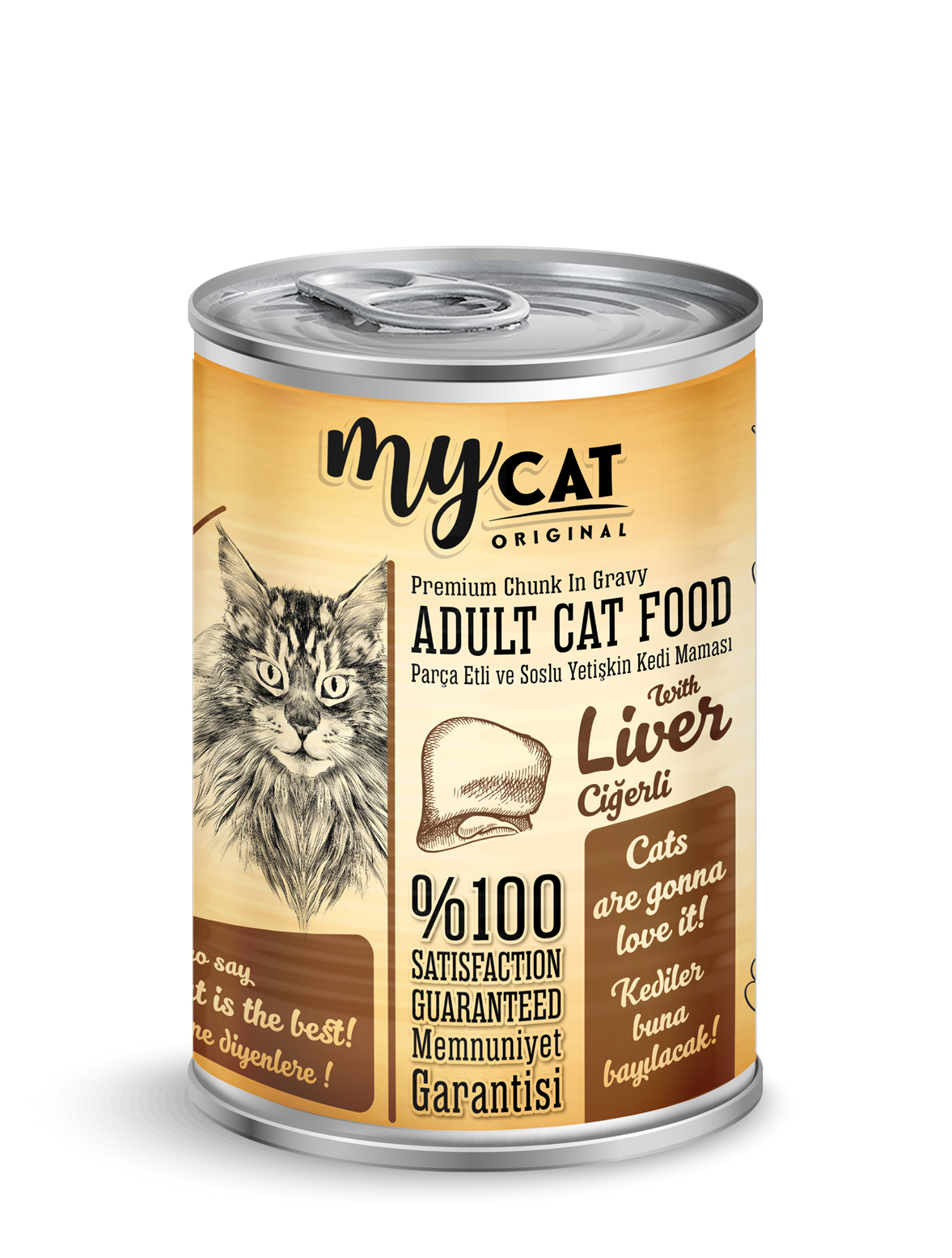 MYCAT CİĞER PARÇA ETLİ YETİŞKİN KEDİ KONSERVERSİ (400GR)-1