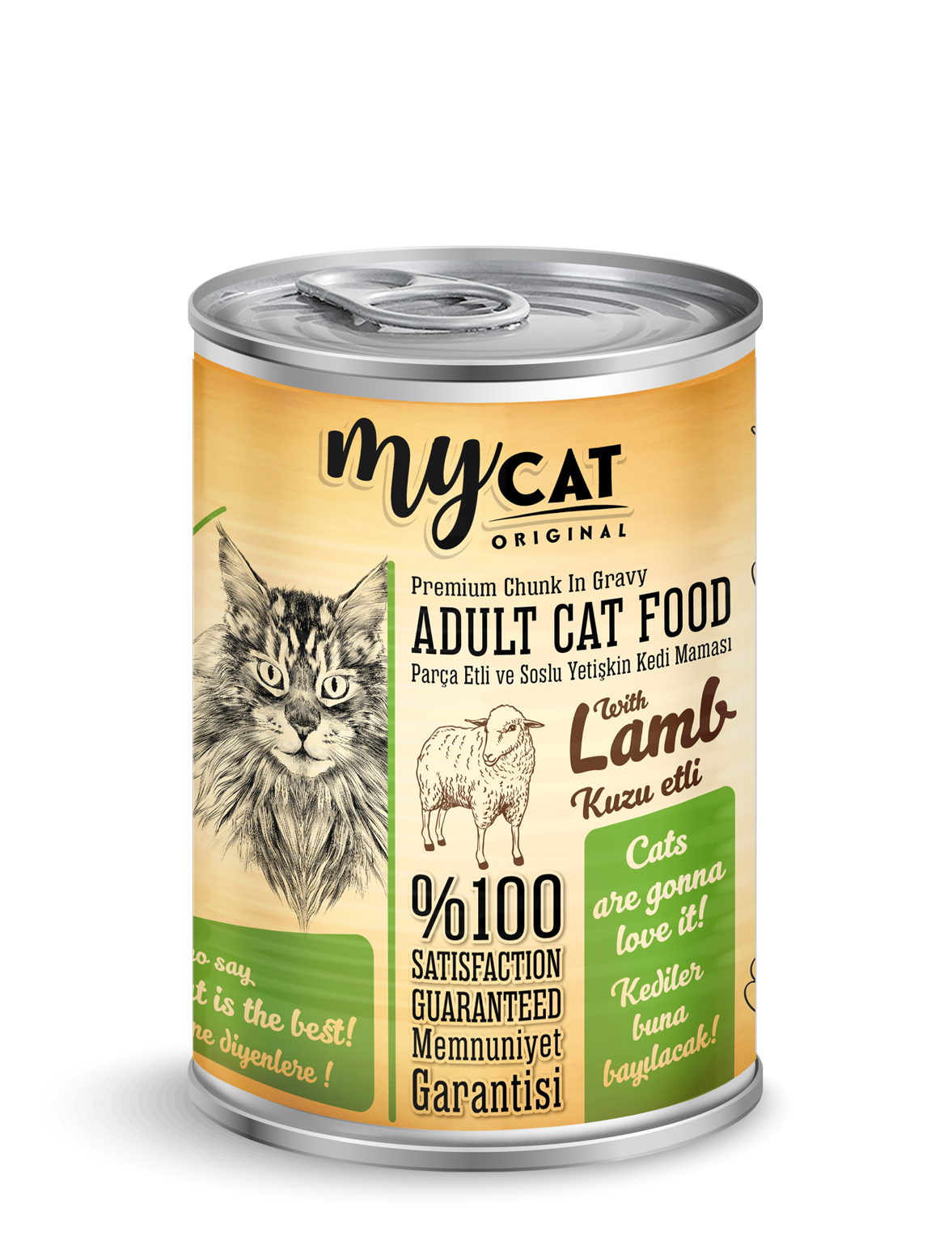 MYCAT KUZU PARÇA ETLİ YETİŞKİN KEDİ KONSERVERSİ (400GR)-1