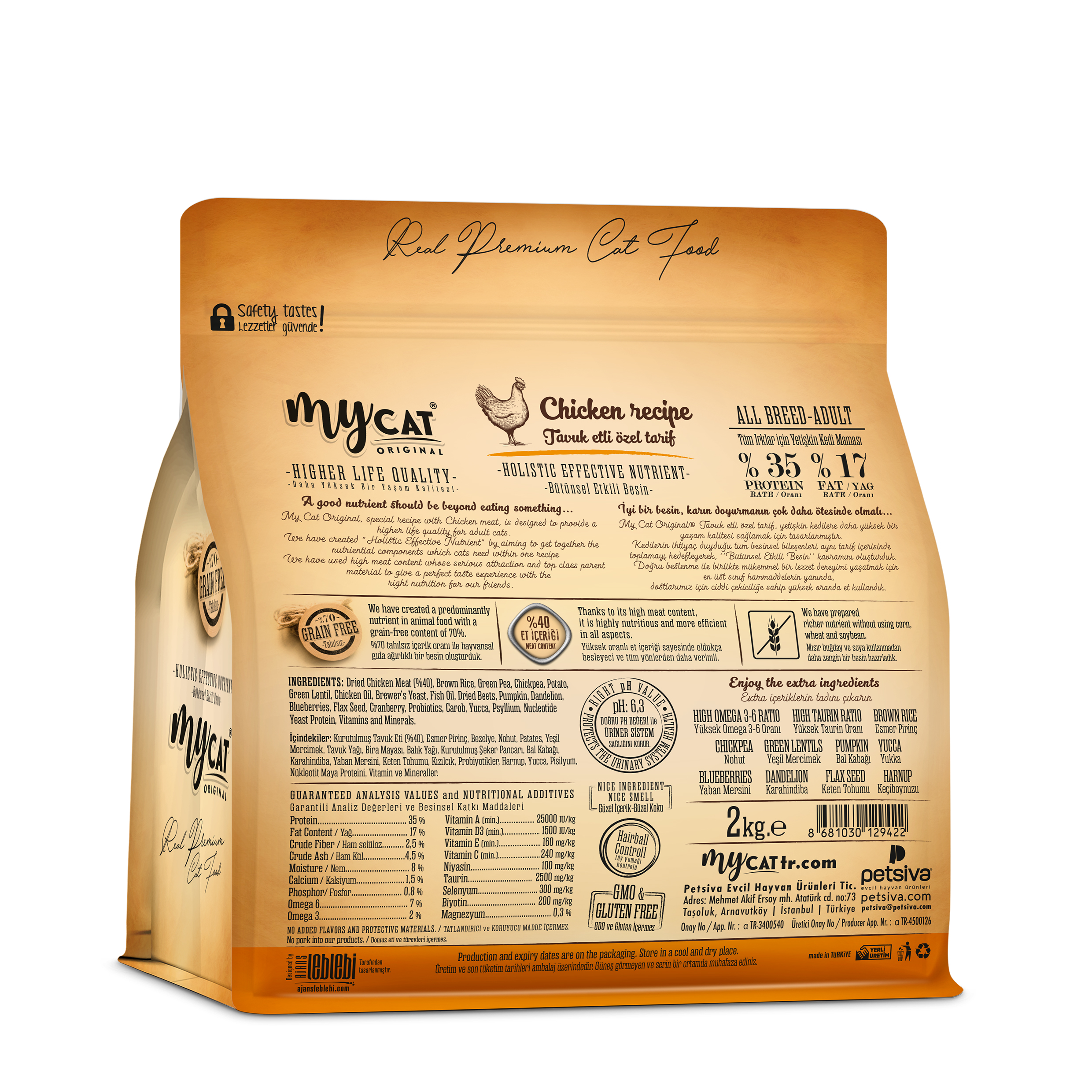 MYCAT ORIGINAL TAVUK ETLİ ALL BREED-TÜM IRKLAR İÇİN KEDİ MAMASI (2KG)-2