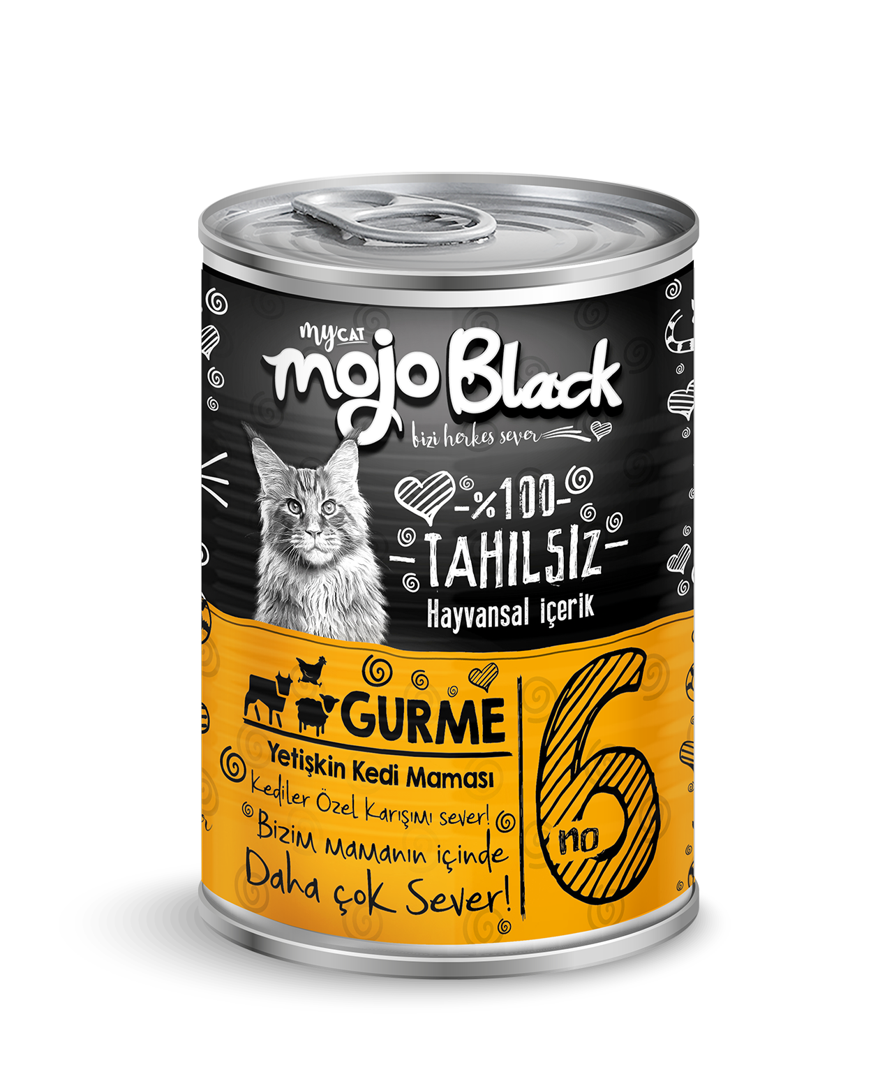 MOJO BLACK NO :6  TAHILSIZ 400GR GURME YETİŞKİN KEDİ KONSERVESİ-1