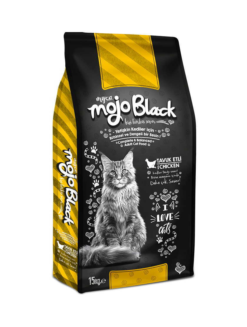 MOJO BLACK TAVUKLU KEDİ MAMASI 15KG-1