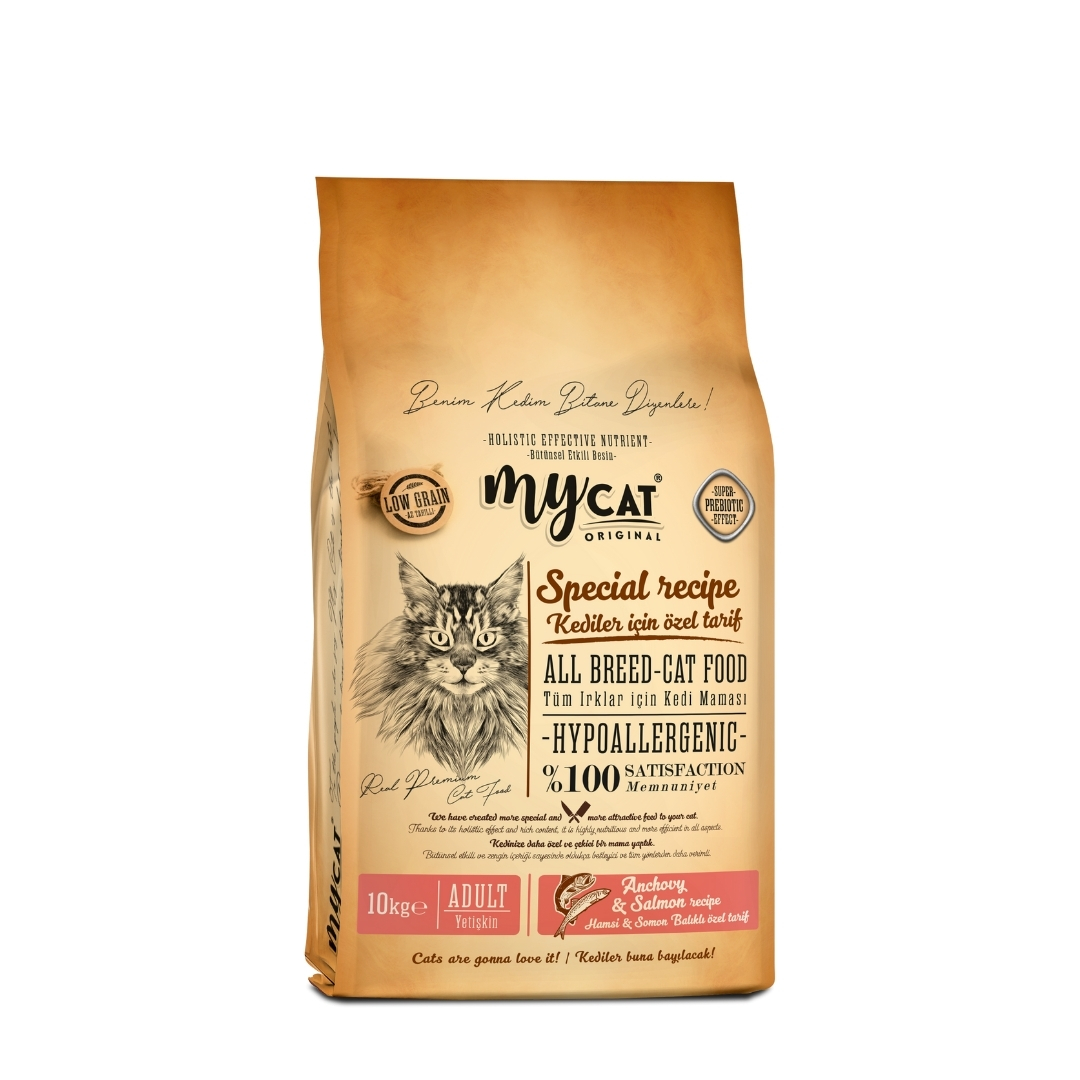 MYCAT ORIGINAL HYPOALLERGENIC SKIN CARE HAMSİ&SOMON BALIKLI KEDİ MAMASI (10KG)-1