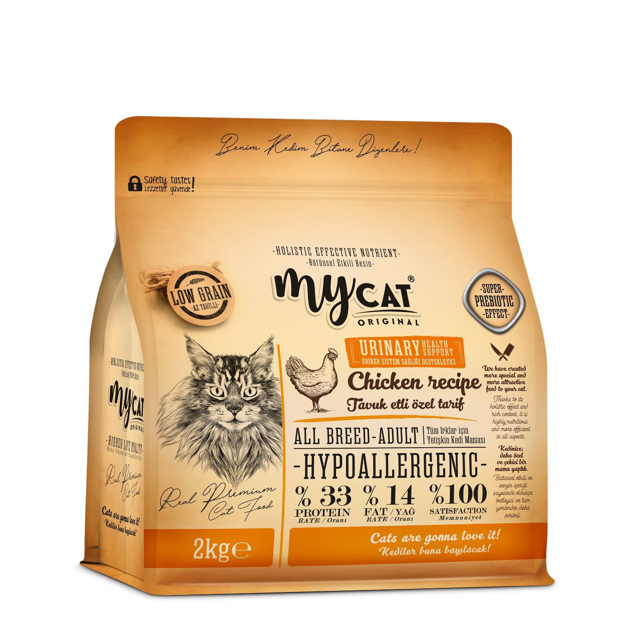 MYCAT ORIGINAL HYPOALLERGENIC URINARY TAVUK ETLİ ALL BREED-TÜM IRKLAR İÇİN KEDİ MAMASI (2KG)-1