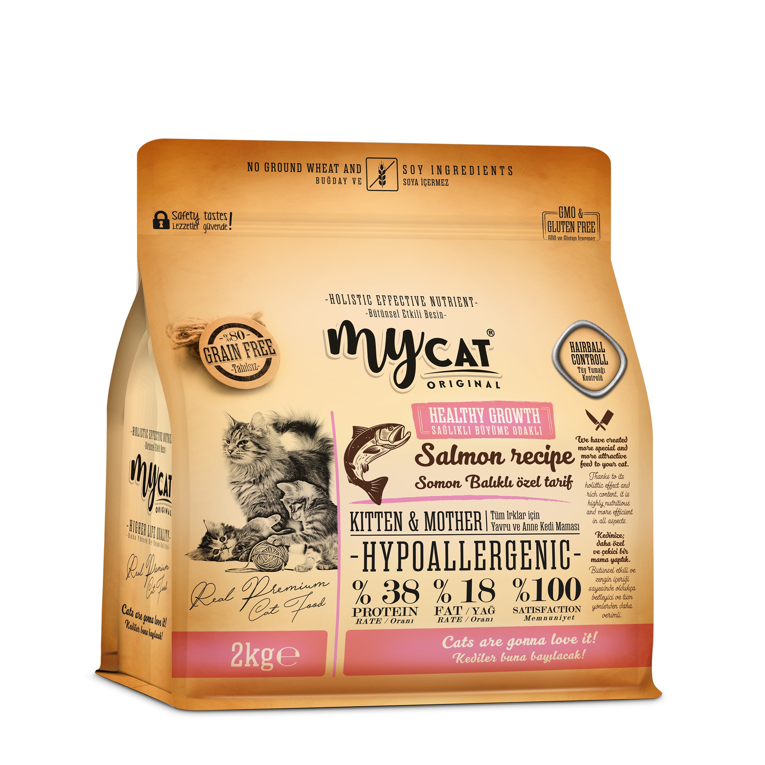 MYCAT ORIGINAL SOMONLU KITTEN & MOTHER YAVRU VE ANNE KEDİ MAMASI (2KG)-1