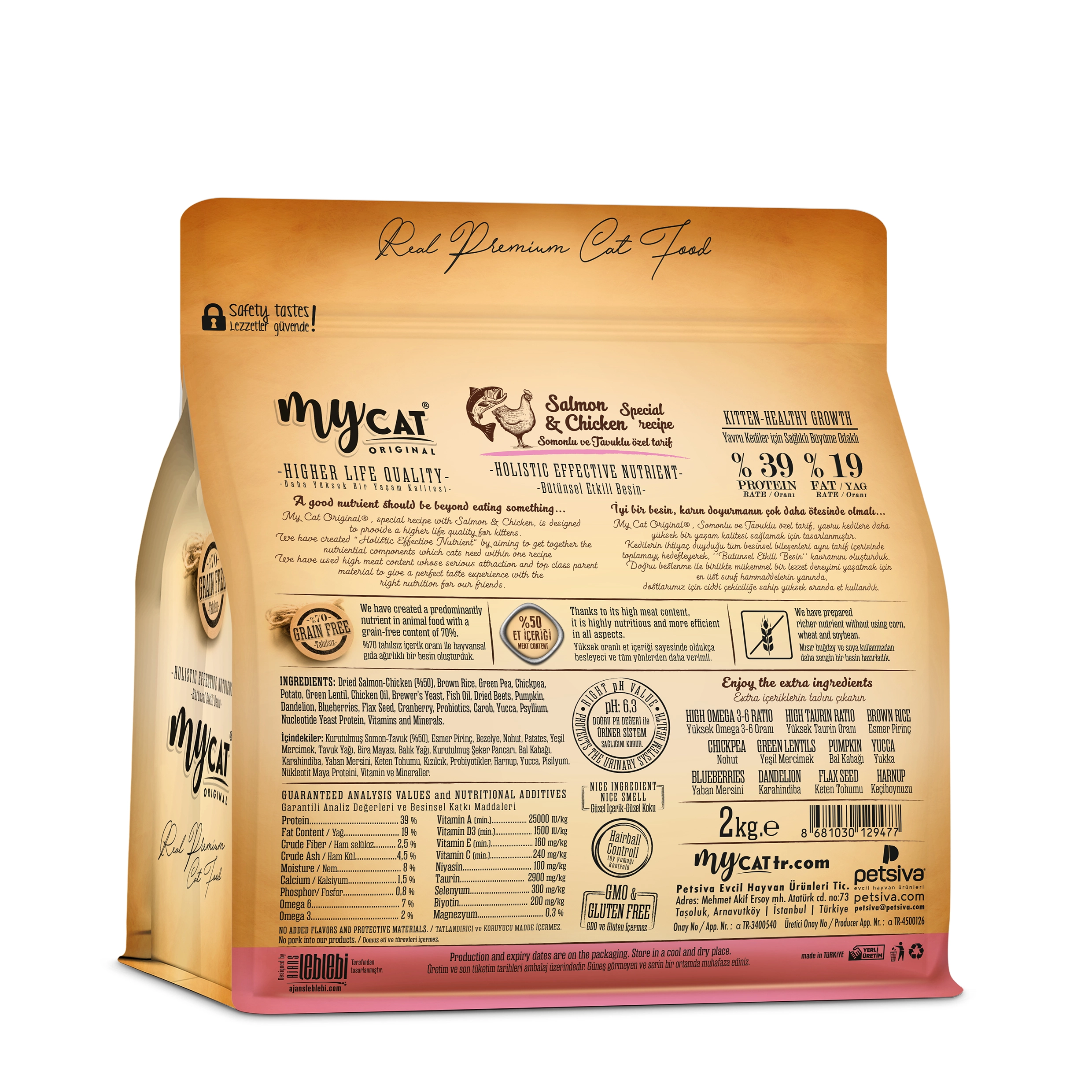 MYCAT ORIGINAL SOMONLU VE TAVUKLU KITTEN-YAVRU KEDİ MAMASI (2KG)-2