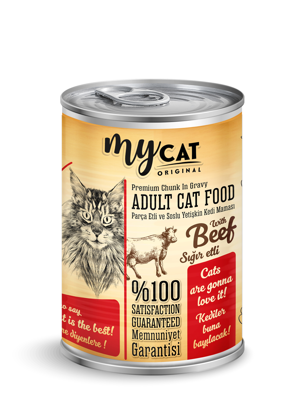 MYCAT SIĞIR PARÇA ETLİ YETİŞKİN KEDİ KONSERVERSİ (400GR)-1