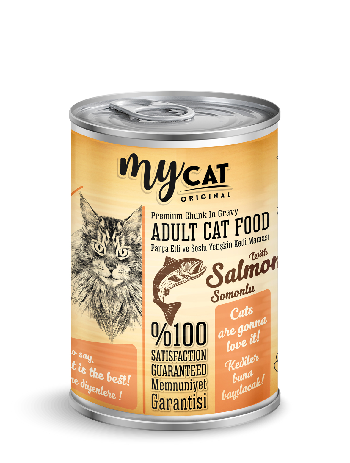 MYCAT SOMON PARÇA ETLİ YETİŞKİN KEDİ KONSERVERSİ (400GR)-1