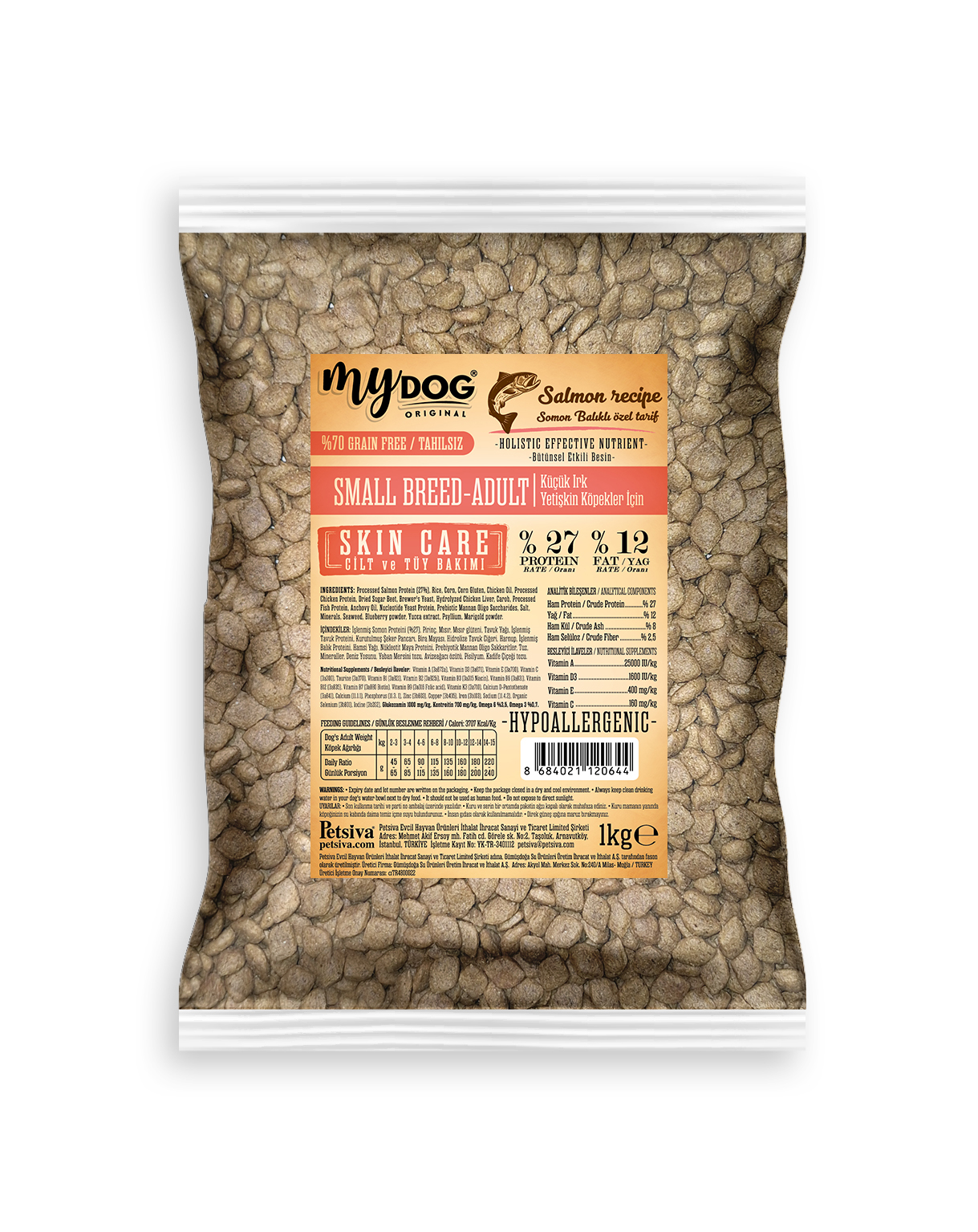 Mydog Az Tahıllı Somon Balıklı Küçük Taneli Küçük Irk Köpek Maması 1kg-1