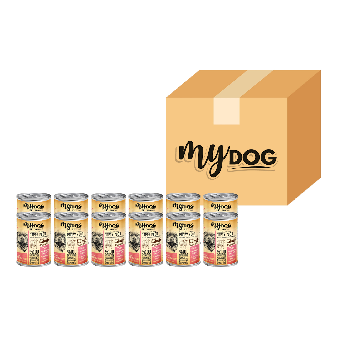 MYDOG KUZU PARÇA ETLİ YAVRU KÖPEK KONSERVERSİ 12 Lİ (400GR)-1