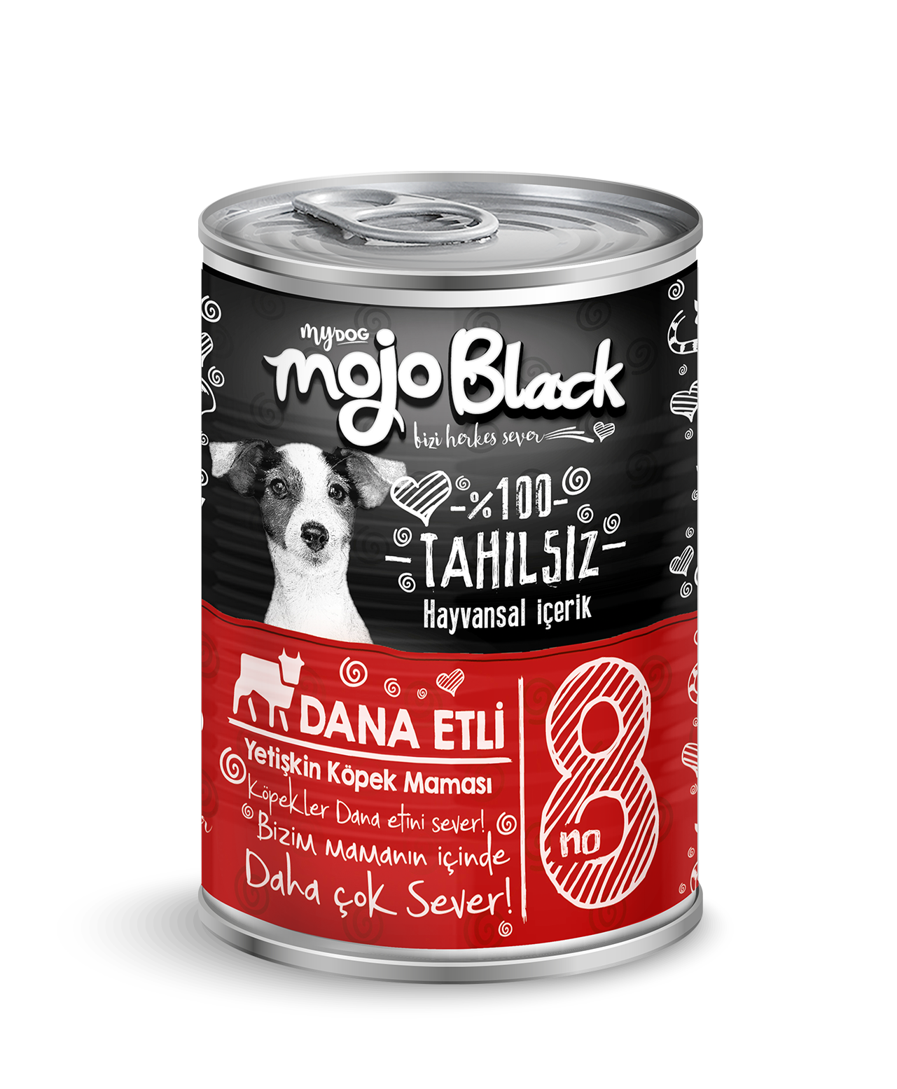 MOJO BLACK NO :8 TAHILSIZ 400GR DANA ETLİ YETİŞKİN KÖPEK KONSERVESİ-1