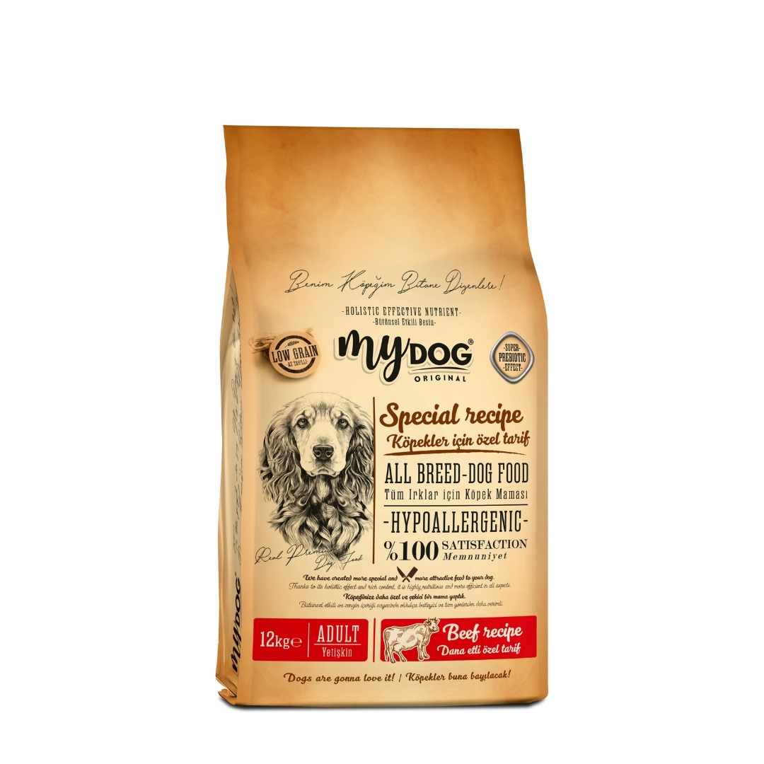 MYDOG ORIGINAL HYPOALLERGENIC SIĞIR ETLİ TÜM IRKLAR İÇIN YÜKSEK ENERJİ KÖPEK MAMASI (12KG)-1