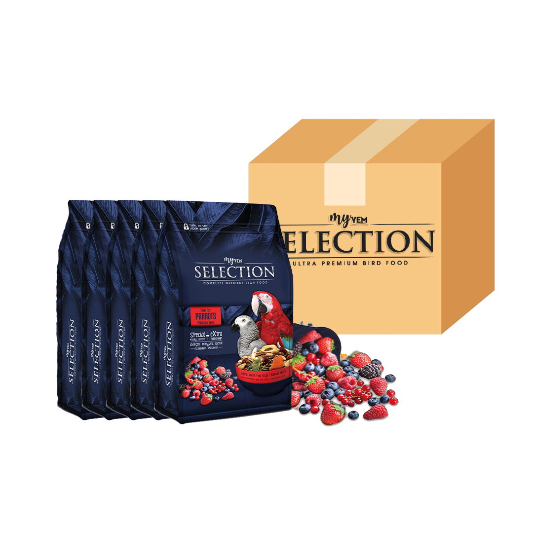 myyem selection gerçek meyve parçalı papağan yemi 750gr ( 5 li Paket )-1