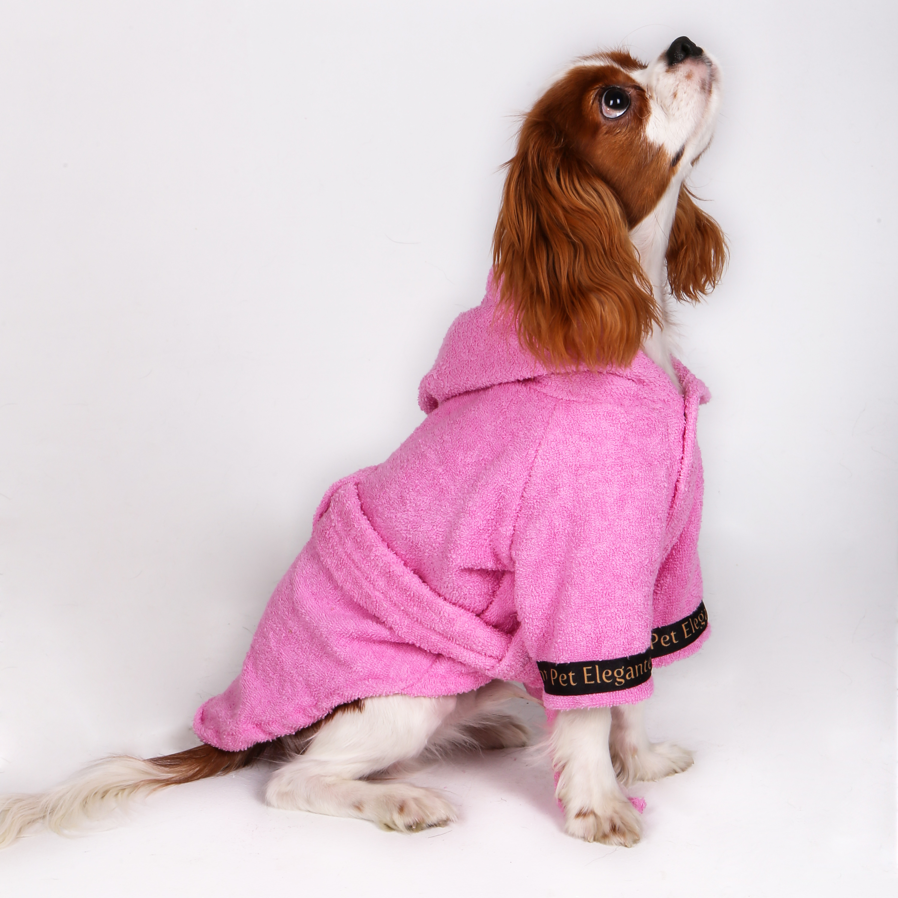 pet elegante %100 pamuk kedi köpek bornozu pembe 2XL- 3XL beden-1