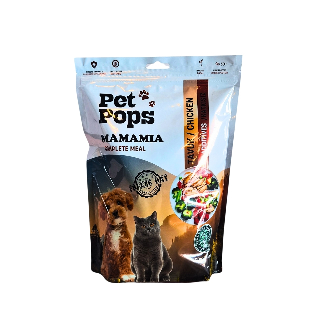 petpops complete meal freeze dry kurutulmuş tavuk etli kedi&köpek yemeği  300gr-1