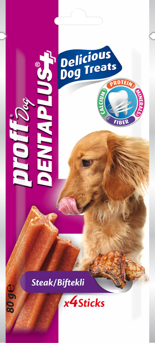 Proff Dog Dentaplus Biftekli Ödül Çubuk 4 lü 80gr lora-1