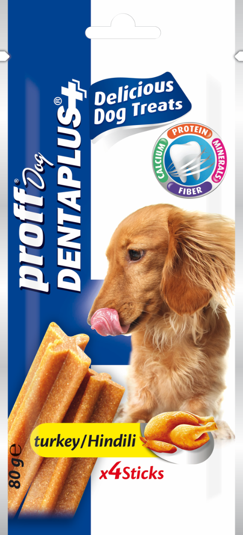 Proff Dog Dentaplus Hindili Ödül Çubuk 4 lü 80gr lora-1