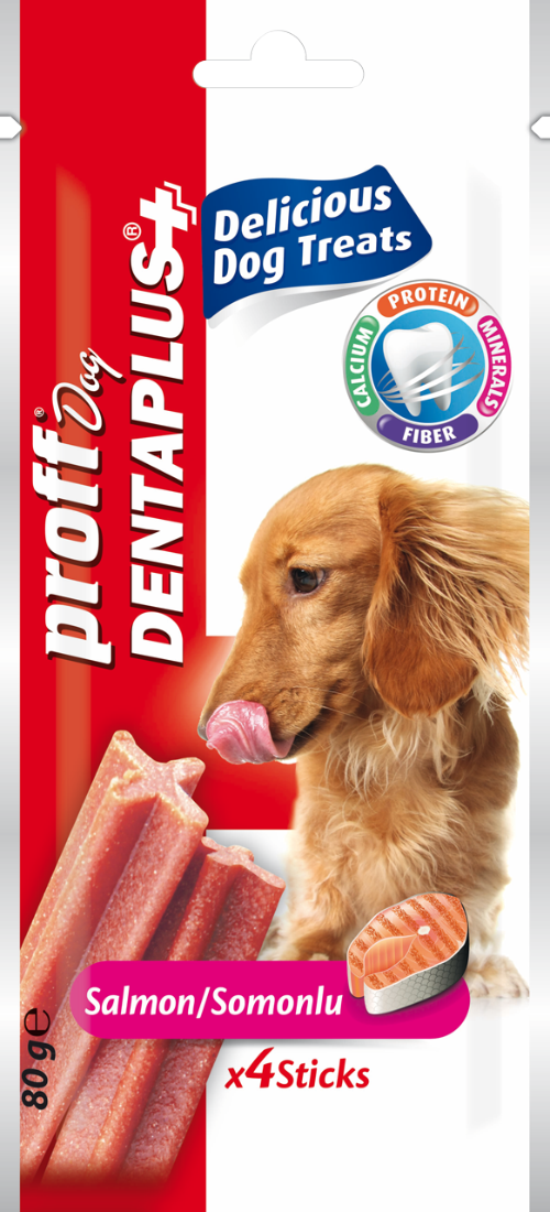 Proff Dog Dentaplus Somon Balıklı Ödül Çubuk  4 lü 80gr lora-1