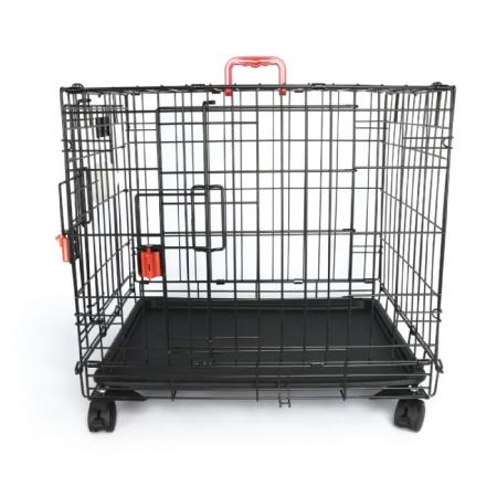 brsp 10451608 M-PETS VOYAGER TEKERLEKLİ KÖPEK KAFESİ 2 KAPILI (S) SİYAH 61X46X48CM 